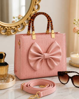 Luxury Crocodile Texture Bow Tote Handbag with Long Strap